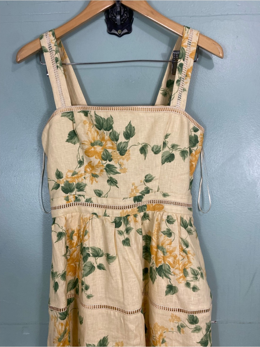 Reformation Everett Linen Floral Dress Yellow Size 6 - Picture 3 of 8